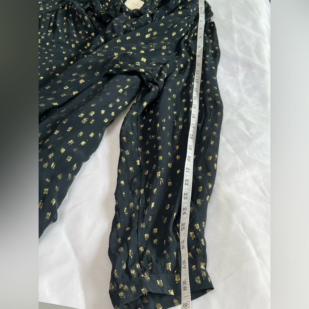 Anthropologie NWT Sheer Metallic Neck Tie Blouse XL - Picture 10 of 12